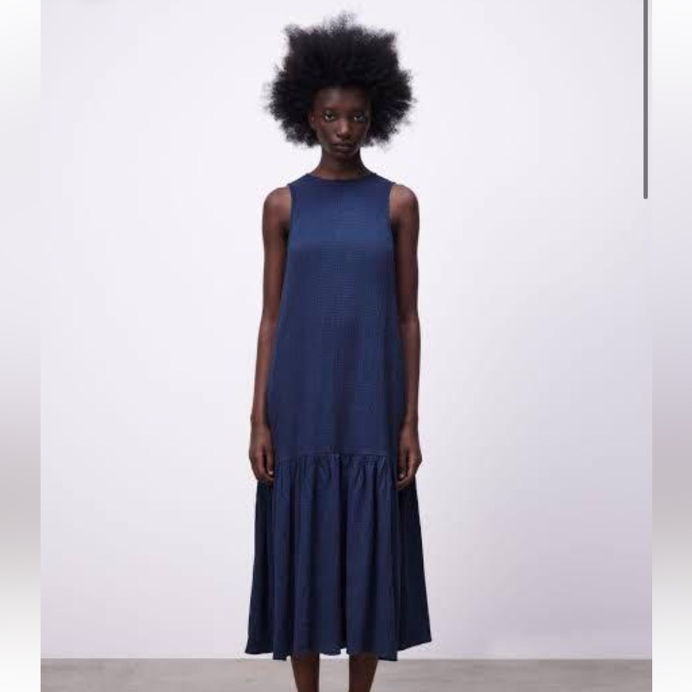 Zara navy drop waist dress